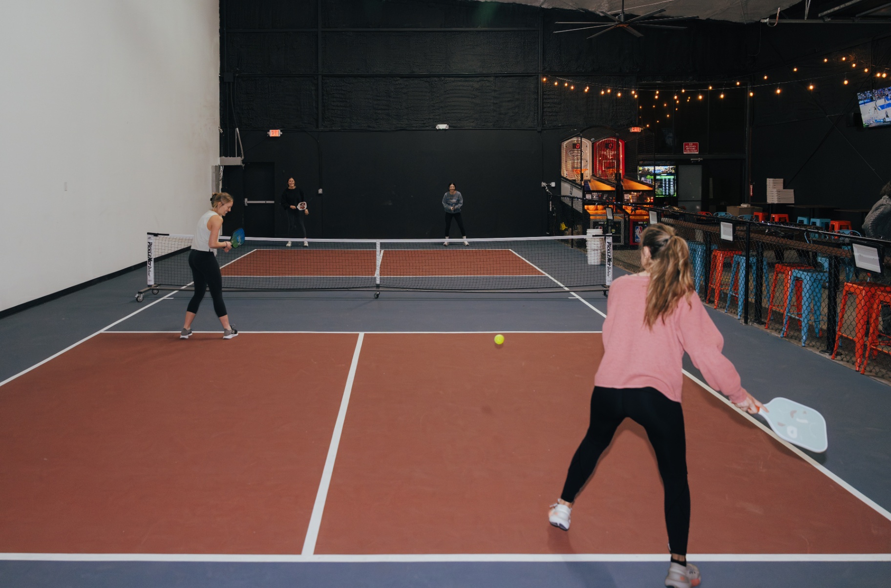 Indoor pickleball court at Ants Beer Cave